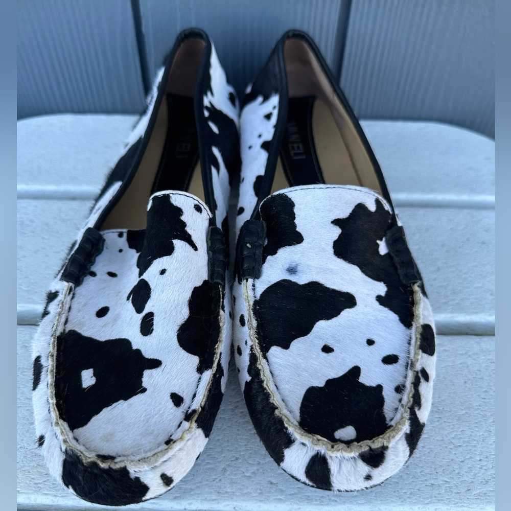 Vaneli Black and White Cowhide Loafers- Women's